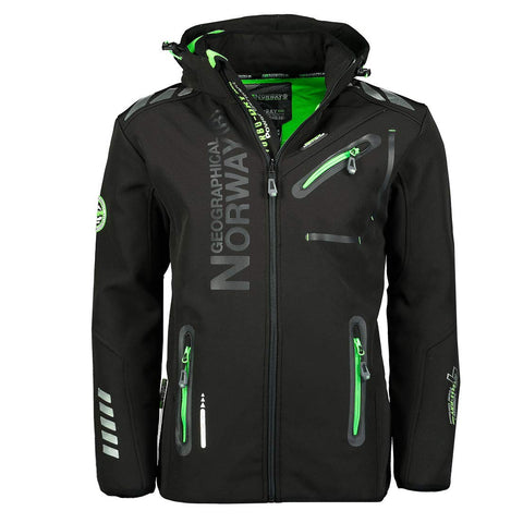 Geographical Norway Men's Softshell Outdoor Jacket Rainman? Hood - Black, S