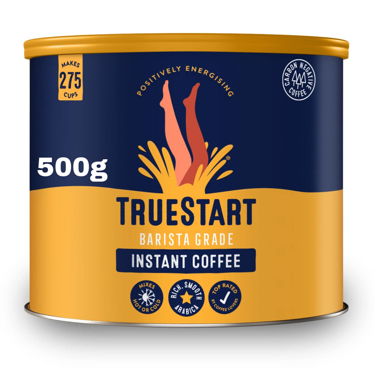 TrueStart Barista Grade Instant Coffee - 500g (275 Cups), Premium Freeze Dried, Smooth Rich Roast, 100% Colombian Arabica, Office Catering