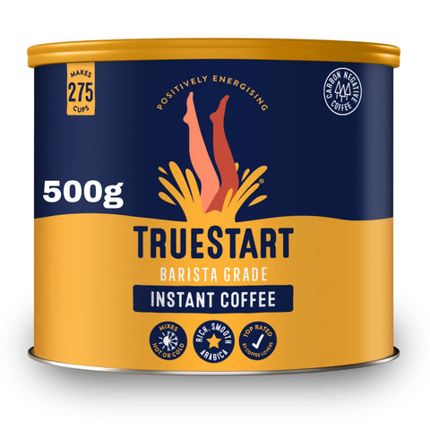 TrueStart Barista Grade Instant Coffee - 500g (275 Cups), Premium Freeze Dried, Smooth Rich Roast, 100% Colombian Arabica, Office Catering