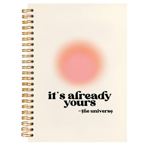 BearCake Aesthetic Aura Preppy Notebooks, It's Already Yours the Universe Inspirational Notebooks, Trendy Y2K Pink Notebook Journal, Pink Aesthetic Office Supplies, Hardcover Spiral Notebook 5.5x8.3