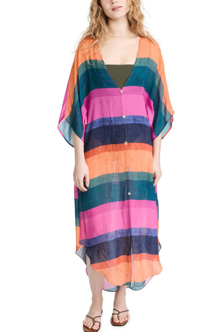 YouKD Long Kaftan Boho Beach Bikini Cover Up Robe Plus Size Loungewear for Women Rainbow