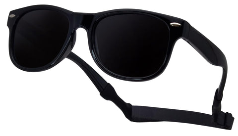 COOLSOME Kids Flexible Polarized UV400 Sunglasses with Strap For Boys Girls Toddler 0-10 (1, black(3-6 yrs), 45mm)