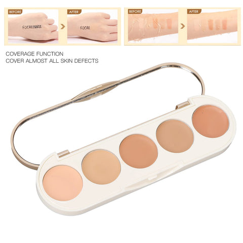 Waterproof Concealer Palette, High Coverage, Professional Long Lasting Multipurpose Bronzer Palette with 5 Colors