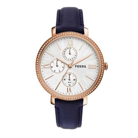 Fossil Watch for Women Jacqueline Multifunction, Multifunction Movement, 38 mm Rose Gold Stainless Steel Case with a Leather Strap, ES5096