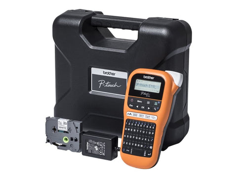 Brother PTE110VP Industrial Label Maker with Power Adapter and Carry Case (for 3.5 to 12 mm Wide TZe Tapes, Labelling of Cables and connectors)