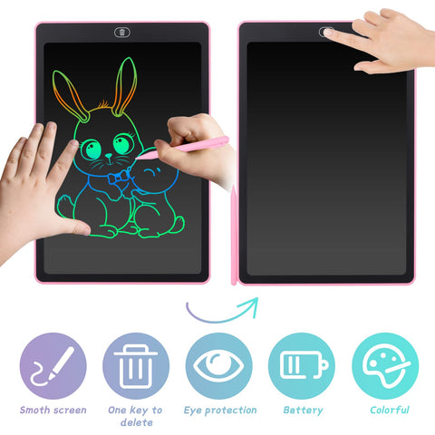 Coolzon LCD Drawing Tablet for Kids, 15 Inch Colourful Writing Pad Toddler Toys Erasable Doodle & Drawing Pad Writing Tablet Kids Travel Games for 2 3 4 5 6 7 Year Old Boys Girls (Pink)