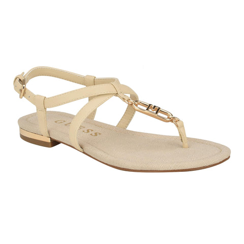 GUESS Women's MEAA Sandal, Beige 110, 7