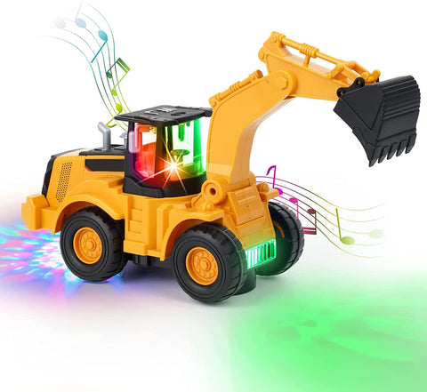 Construction Excavator Car Toy for Boys Kids Toy Digger Truck with Electric Universal Wheel Educational Toys Gifts with Lights and Sounds for 3+ Years Old