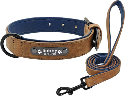 Didog Leather Custom Dog Collar with Leash,Engraved Dog Collars with Personalized Nameplate,Padded Custom Collar for Small Medium Large Dogs (SÃƒÆ’Ã†â€™Ãƒâ€šÃ‚Â¯ÃƒÆ’Ã¢â‚¬Å¡Ãƒâ€šÃ‚Â¼ÃƒÆ’Ã¢â‚¬Â¦Ãƒâ€šÃ‚Â¡Width 0.6", Neck 10-12", Brown Set)