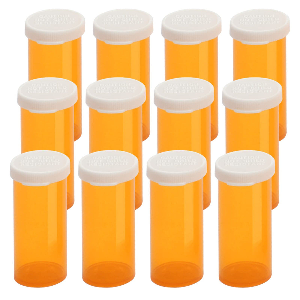 Empty Plastic Pill Bottles with Easy Open Caps (Not Child Resistant), Prescription Medication Vials, Clear Containers (16 Dram, 12pcs)