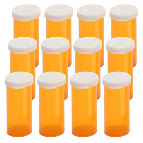 Empty Plastic Pill Bottles with Easy Open Caps (Not Child Resistant), Prescription Medication Vials, Clear Containers (16 Dram, 12pcs)