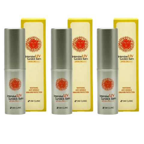 3w Clinic Intensive UV Sun Stick Balm 10g / 0.35 oz x 3ea, Made in Korea