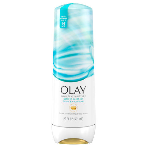 Olay Indulgent Moisture Body Wash for Women, Infused with Vitamin B3, Notes of Caribbean Guava and Coconut Scent, 20 fl oz