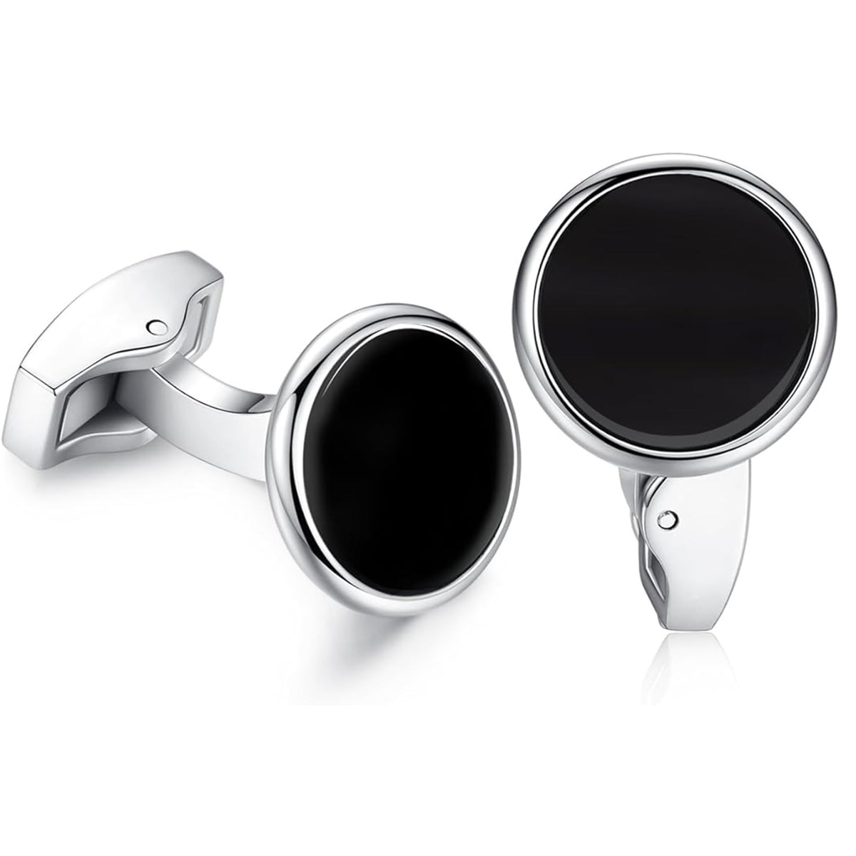 ITECHNIK Cufflinks Men's Cuff Links Classic Stainless Steel Cufflinks for Men Black Accessories for Men Wedding Shirt Wedding Business Gift, M, Metal, Artificial gemstone
