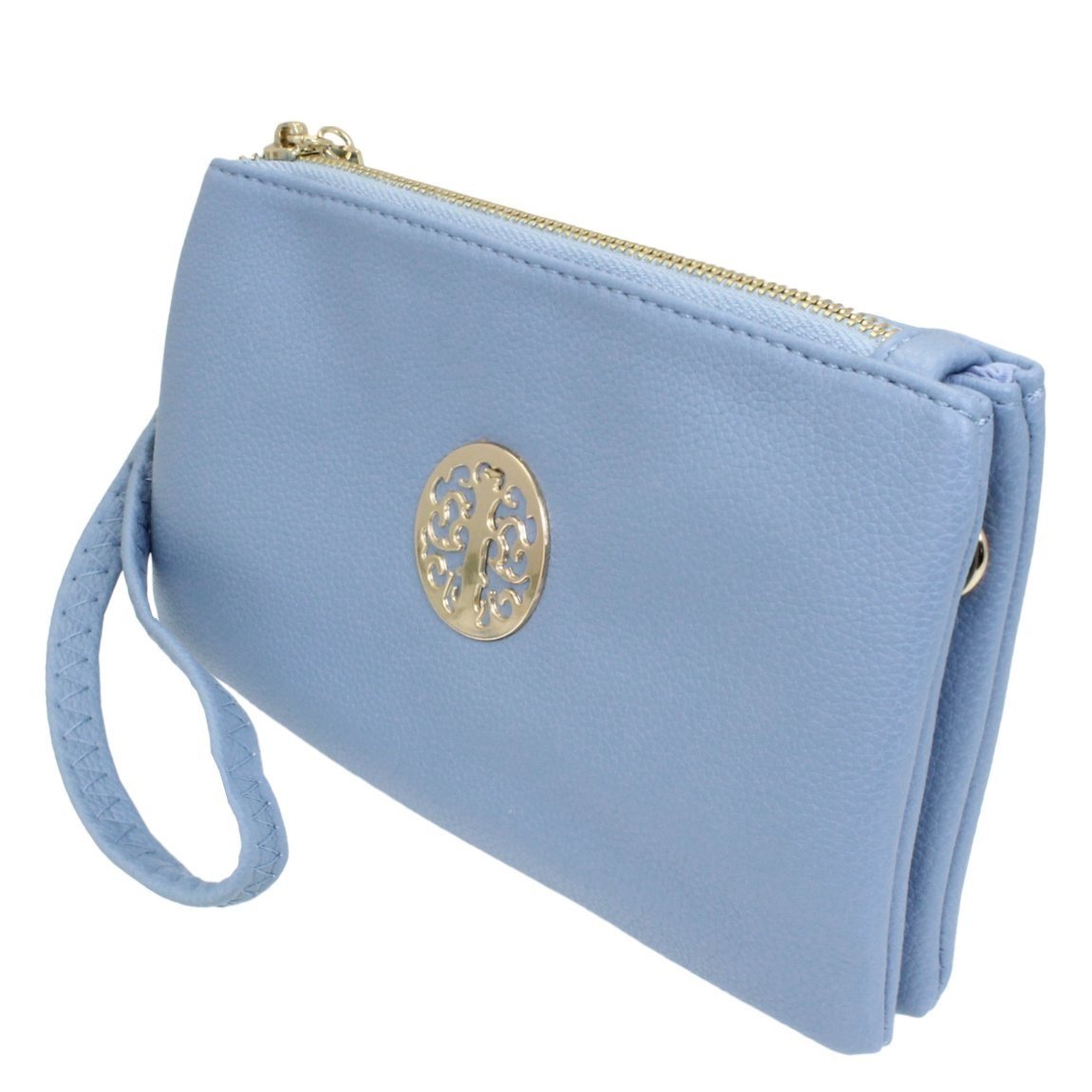 Long & Son Women's Small Clutch, Wristlet, Shoulder,Cross-Body Bags 3141 (Baby Blue)