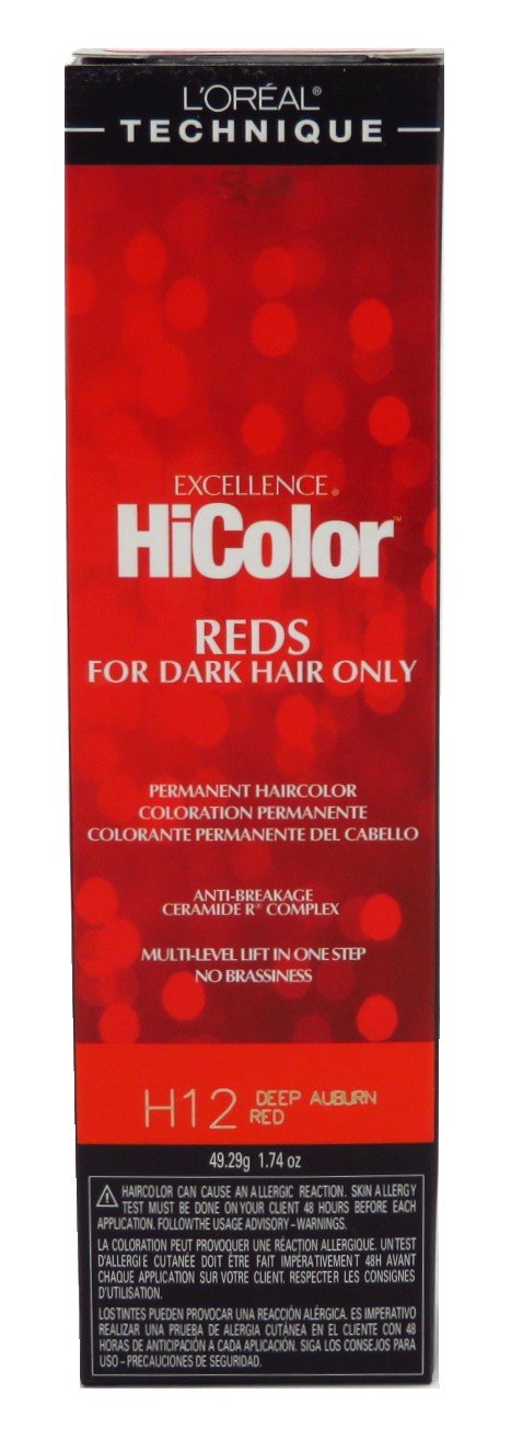 Loreal Excel Hicolor H12 Tube Deep Auburn Red 1.74oz (6 Pack)