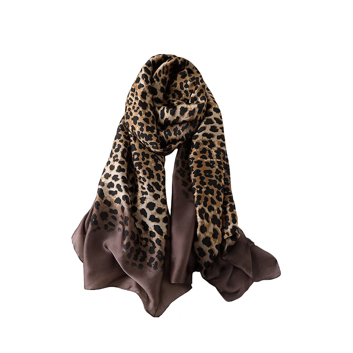 Silk Scarf For Women's Ladies Lightweight Animal Print Scarves Shawls Luxury Gift for Christmas (Leopard print 2)(Size: 200CM L X 100CM W)