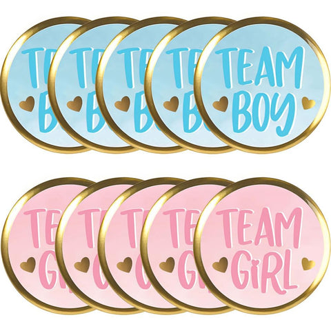 Blue & Pink Gender Reveal Multipack Buttons - 2" Diameter (Pack of 10) | Perfect for Baby Showers & Parties
