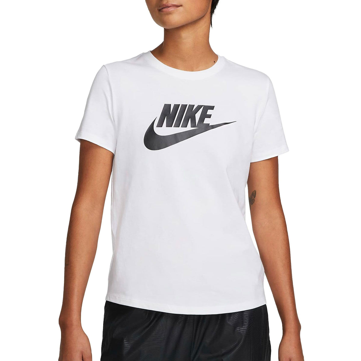 NIKE DX7906-100 W NSW TEE ESSNTL ICN FTRA T-Shirt Women's White/Black/Black Size L