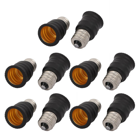 sourcing map 10pcs E12 to E14 Lamp Extender Adapter Converter Light Bulb Socket Holder Black