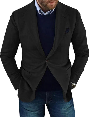 HongYunXn Men's Casual Retro Blazer Coat Solid Color Slim Fit Business Wedding Parties Suit Coat M