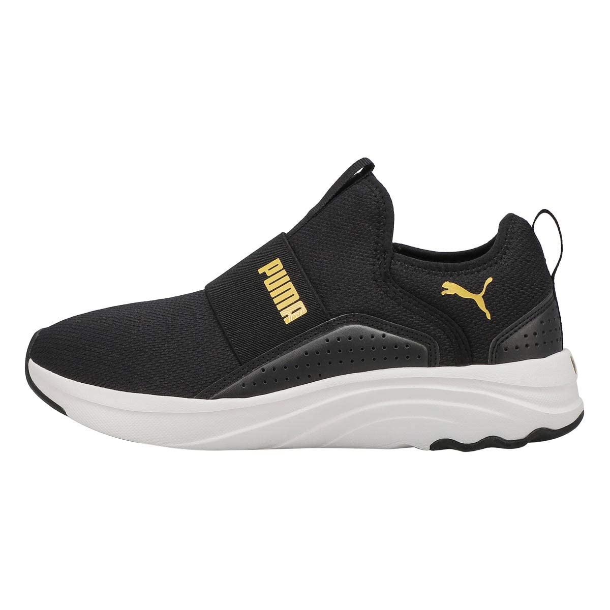 PUMA Women's Softride Sophia Slip On Sneaker Blk/Gld 6.5 Medium US