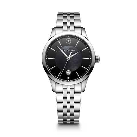 Victorinox Women’s Watch Alliance Small Ø 35 mm, Swiss Made, Analogue Quartz, Water-Resistant up to 100 m, Sapphire Glass, Stainless Steel Strap, Black/Silver