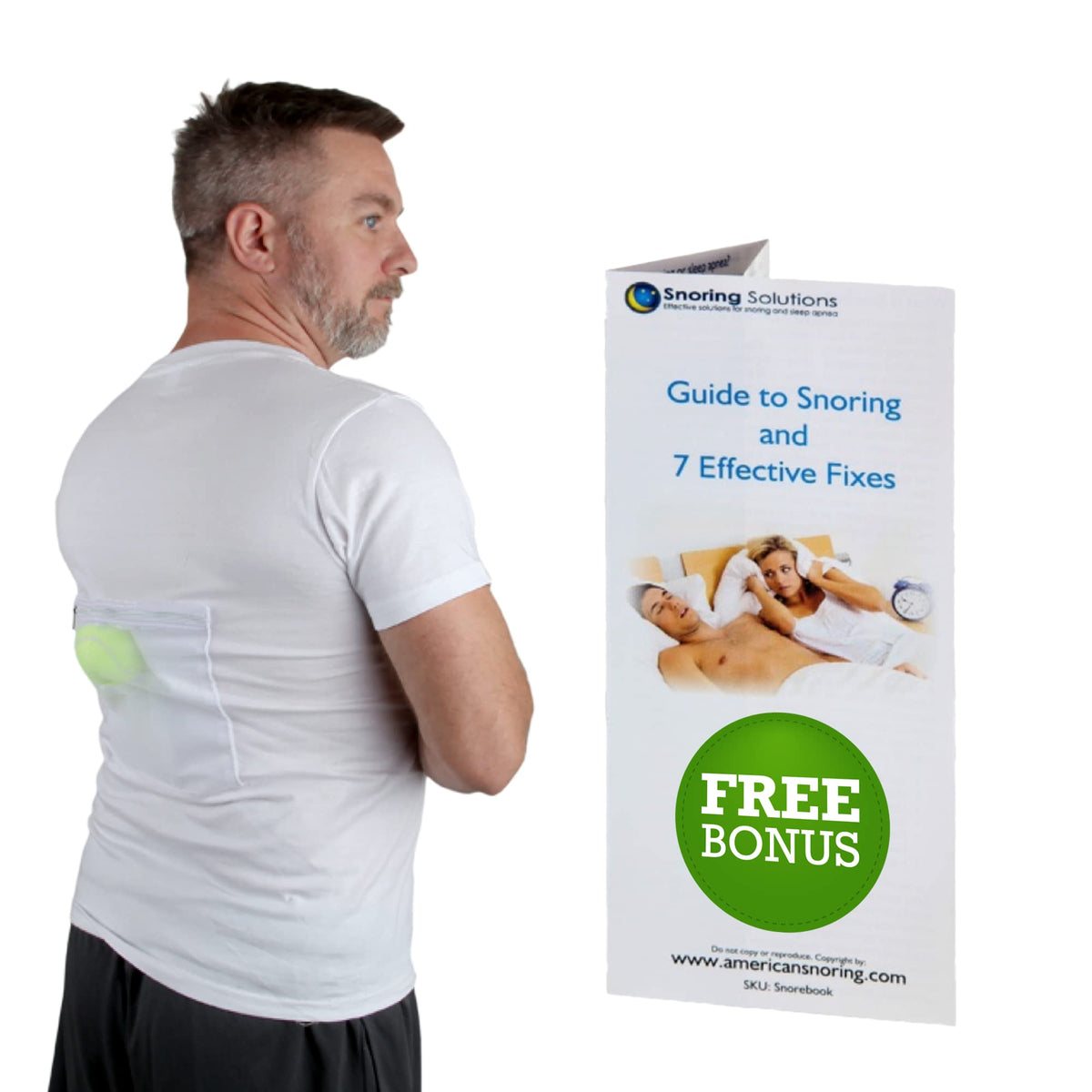 Stop Snoring T-Shirt - Snore Stopper - Most Comfortable Snoring Aid. Health Expert Recommended for Back Snorers! Eliminates Snoring by Adjusting Your Sleeping Position. Guide to Snoring Ebook (Large)