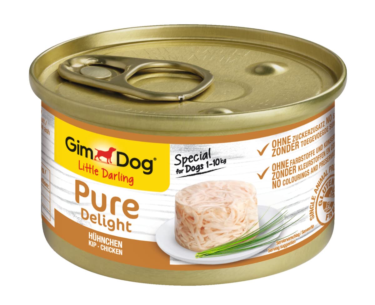 GimDog Pure Delight chicken - Protein-rich dog snack with tender meat in a delicious jelly - 12 tins (12 x 85 g)