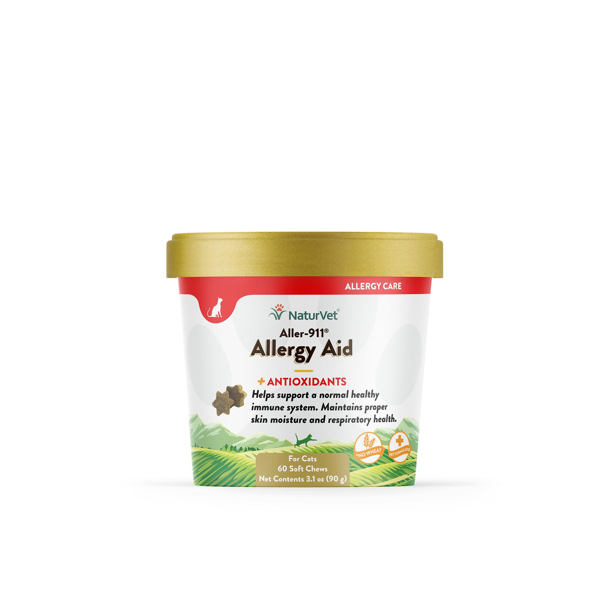 NaturVet - Aller-911 Allergy Aid Plus Antioxidants For Cats - 60 Soft Chews | Supports Immune System, Skin Moisture & Respiratory Health | Enhanced With Omegas, DHA & EPA | 30 Day Supply