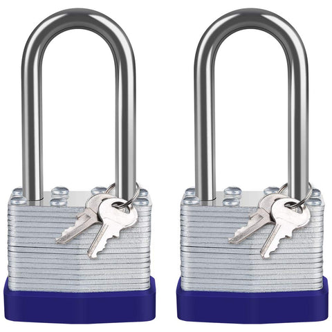 Keyed Padlocks, [2 Pack] Diyife 40mm Padlock Weatherproof Outdoor, 1.62in Long Shackle Padlock Heavy Duty Laminated Steel Padlock Keyed Alike for School, Gym Locker, Office, Garage, Fence, Shed,