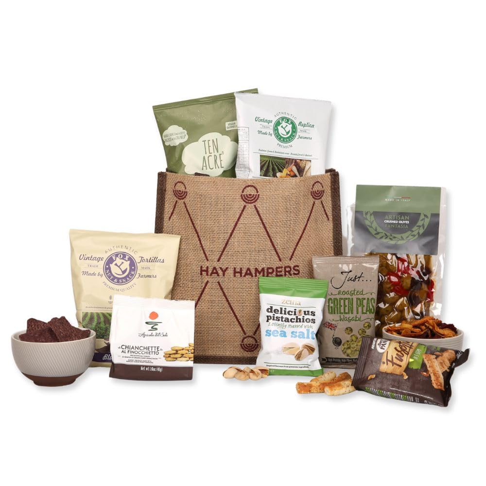 Hay Hampers Vegetarian Savoury Snack Hamper - Luxury Vegetarian Hamper, Gifts for Women & Men, Hamper Gift for Couples & Parents