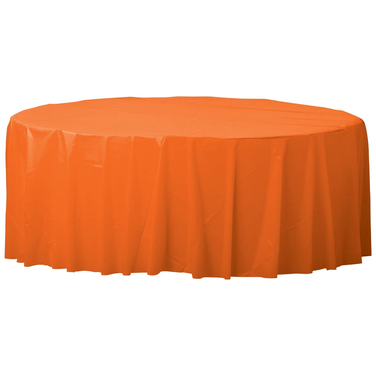 Round Plastic Table Cover - 84" - Elegant & High-Quality Event Essential, Perfect for Parties, Weddings, & Special Occasions, Orange Peel, Pack of 12