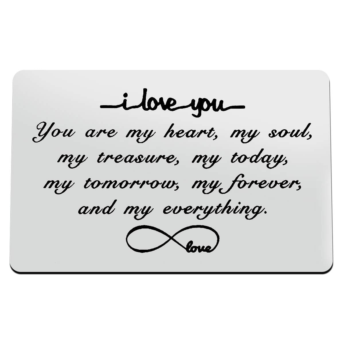 Engraved Wallet Insert Card Gifts Anniversary Card Gifts I Love You Forever Couples Gifts Soulmate Gifts for Him Her Birthday Gifts for Boyfriend Husband Valentines Gifts for Men Christmas Presents