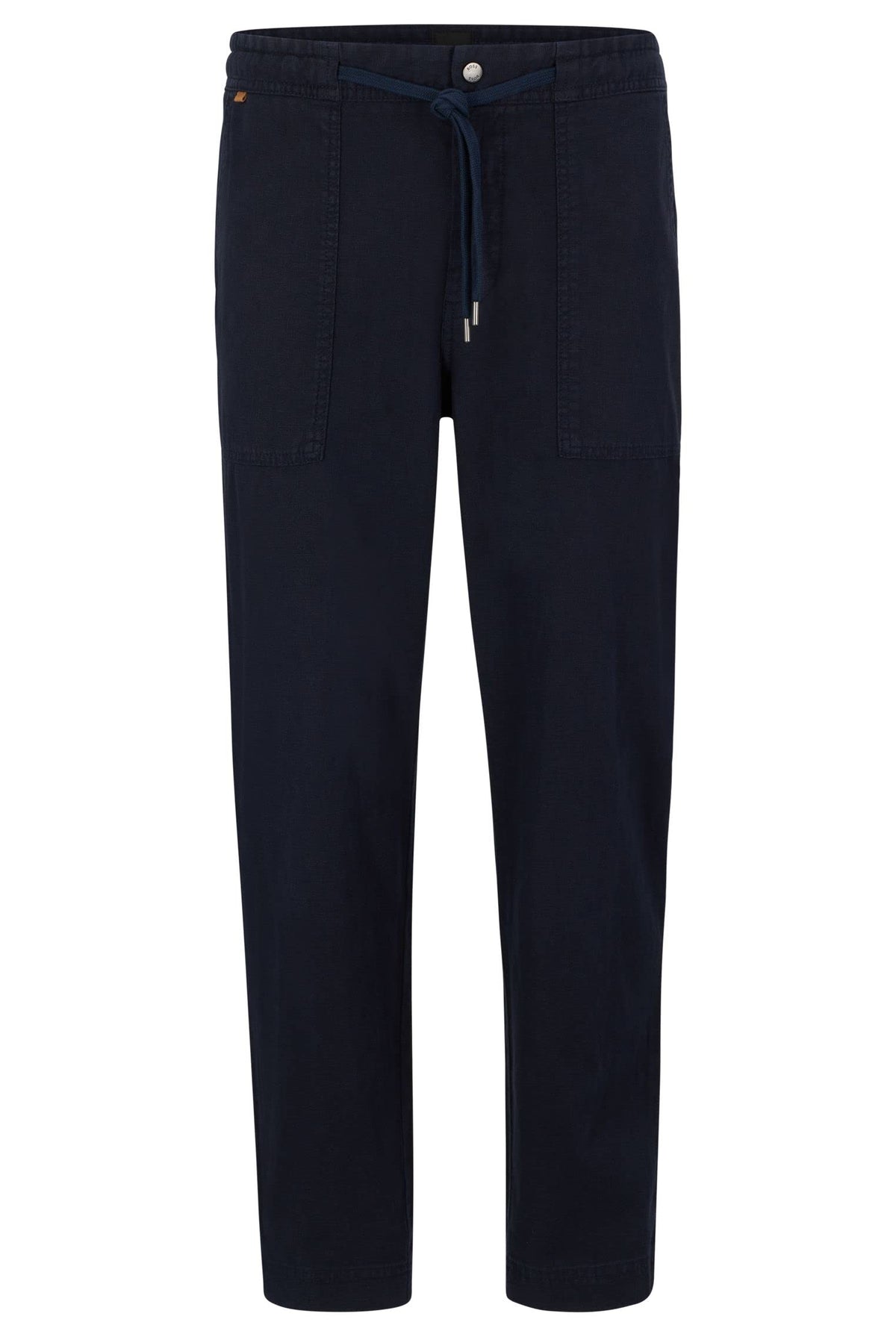 BOSS Mens Sisla-PP Regular-fit Trousers in Linen and Cotton Blue