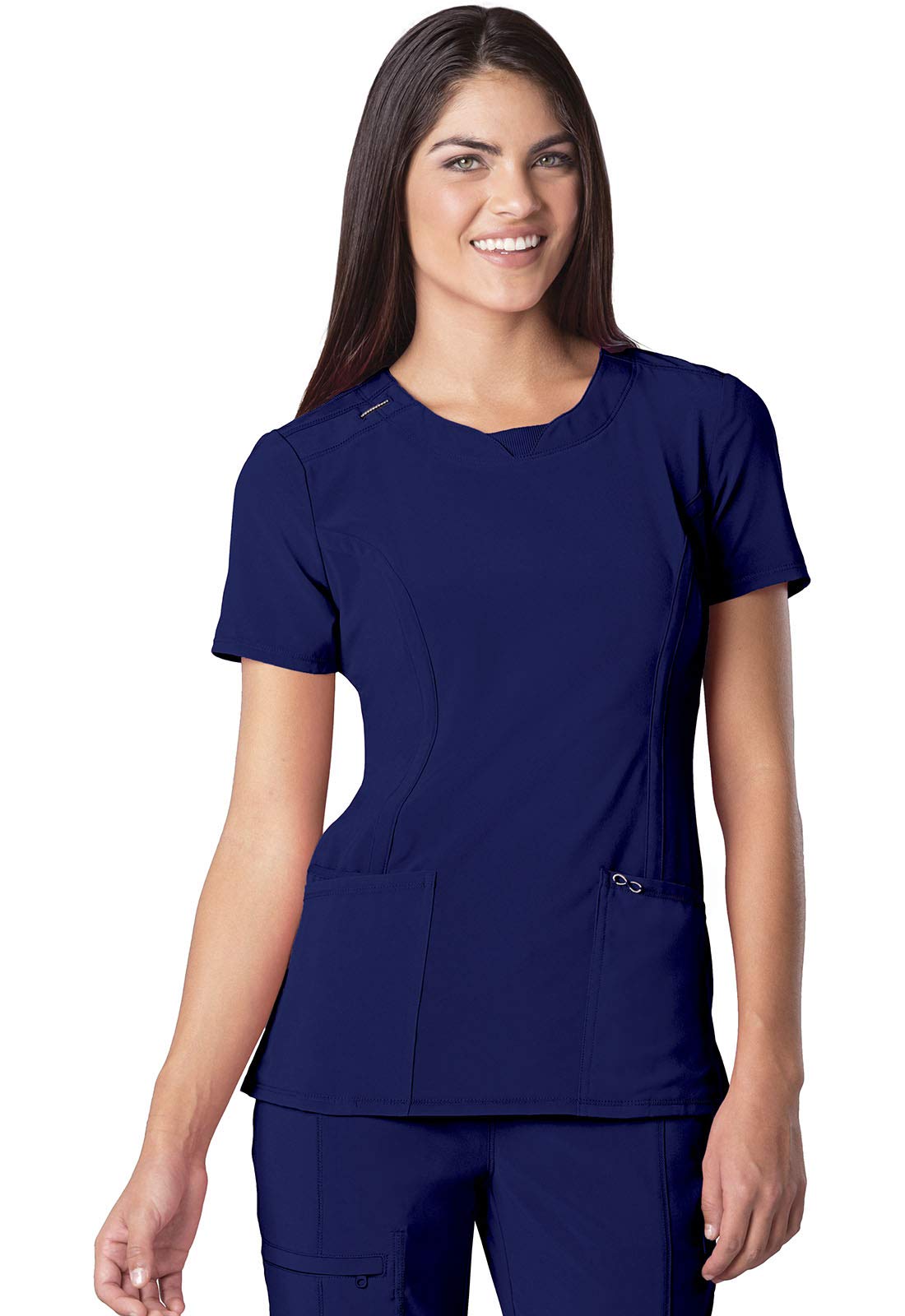 Infinity Cherokee Round Neck Nurse Scrub Tops for Women with 3 Pockets 360 Stretch & Wrinkle-Resistant 2624A, M, Galaxy Blue