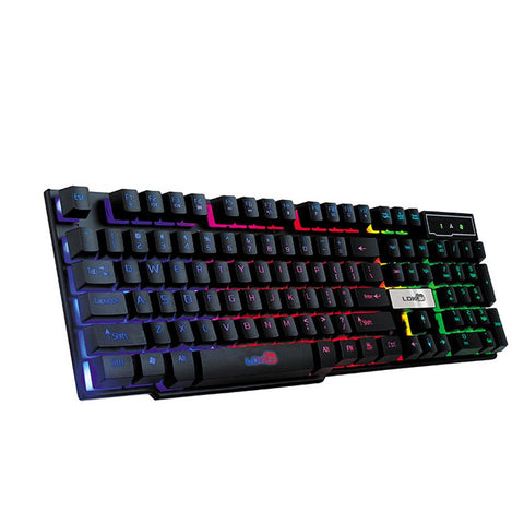 HHmei Colorful Crack Led Illuminated Backlit USB Wired Pc Rainbow Gaming Keyboard - R260 Colorful Backlit Keyboard Cf LOL Professional Gaming Keyboard Luminous USB Cable Gaming Keyboard Black