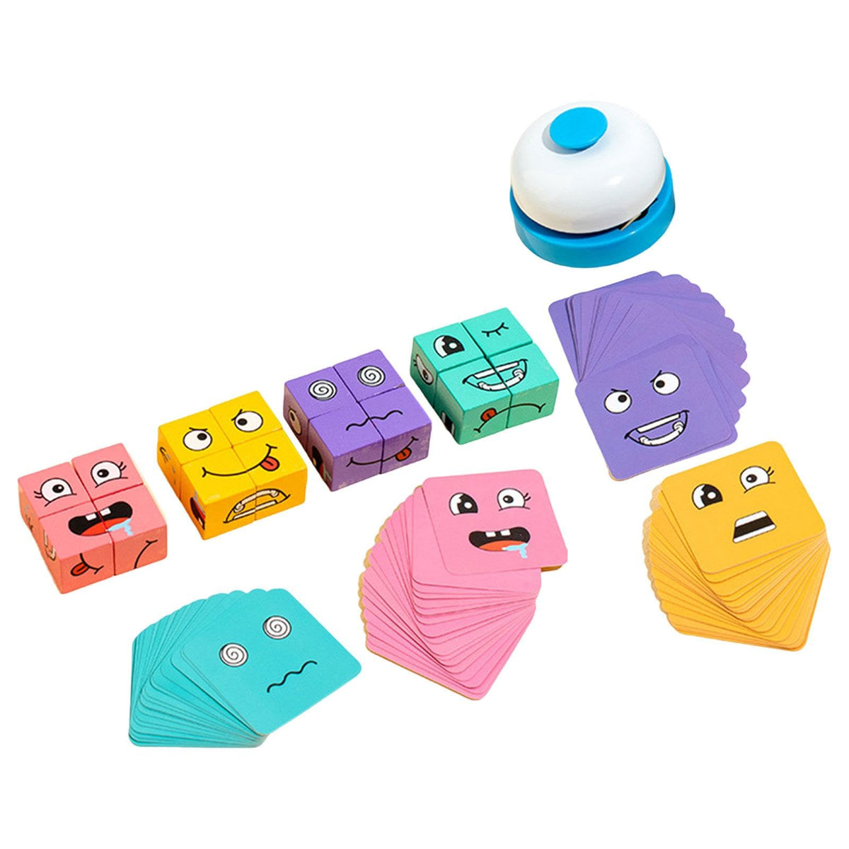 Sharplace Wooden Expressions Matching Block Puzzles Face Changing Cubes Expression Puzzle Building Blocks Birthday Xmas Gift Montessori Toys Educational Puzzles Toy Family Game for Kids Adults Friends
