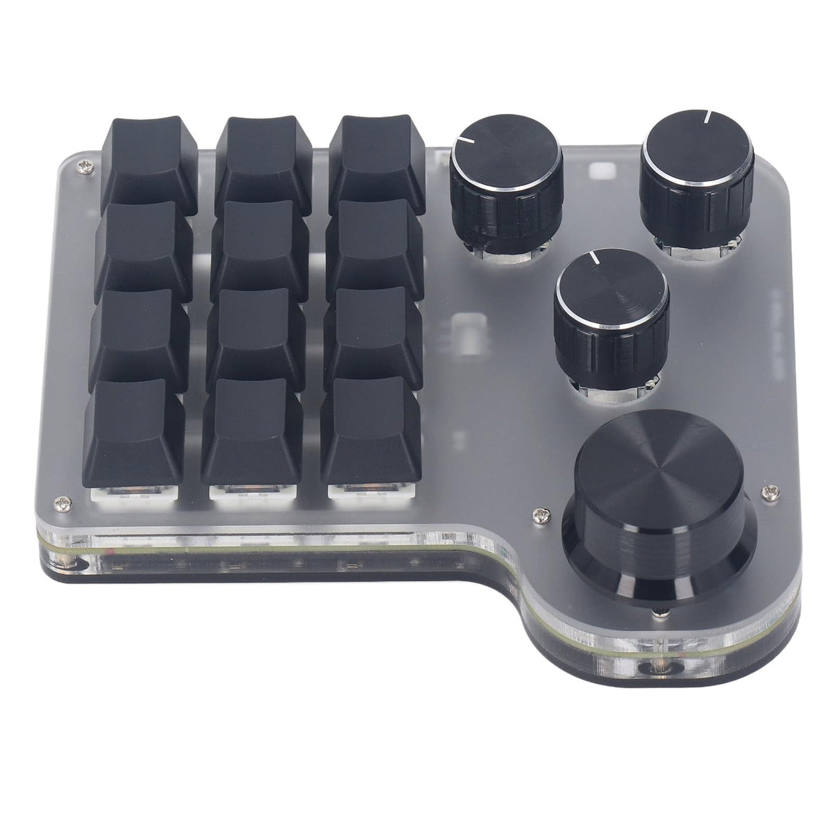 Walfront USB Mini Macro Mechanical Gaming Keyboard 12 Keys 4 Knobs One Handed USB PC Keypad RGB Programmable Macro Keyboard 3 Modes