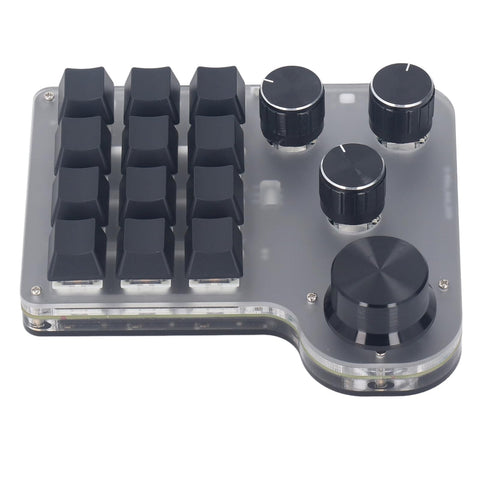 Walfront USB Mini Macro Mechanical Gaming Keyboard 12 Keys 4 Knobs One Handed USB PC Keypad RGB Programmable Macro Keyboard 3 Modes