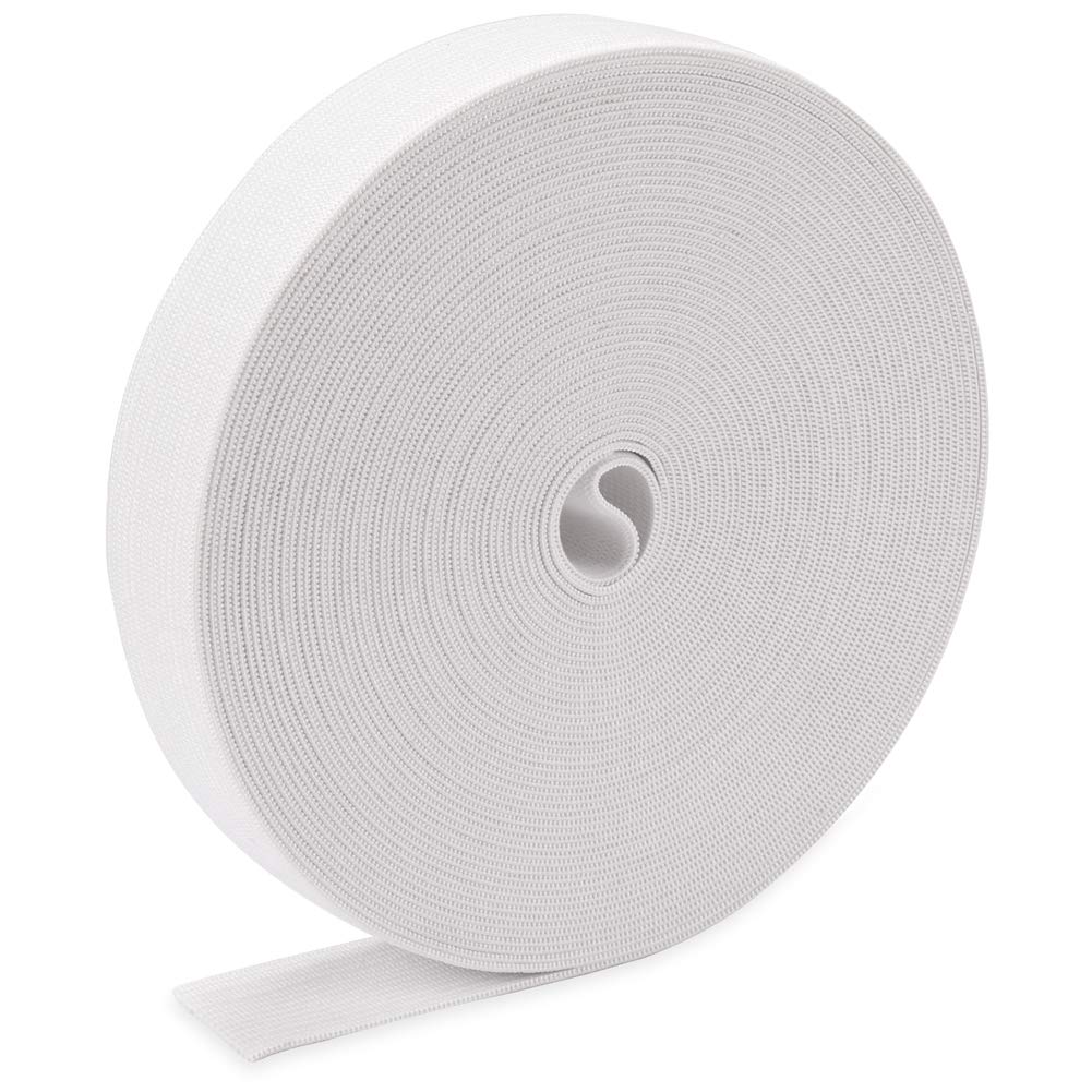 H&S Elastic 10 Meters White Flat Waistband Sewing Elastic Ribbon - Bands Sewing Craft Accessorie - Elastic Waistband - Elastic Sewing - Wide Elastic - Elastic for Pant - Sewing Elastic for Waistbands