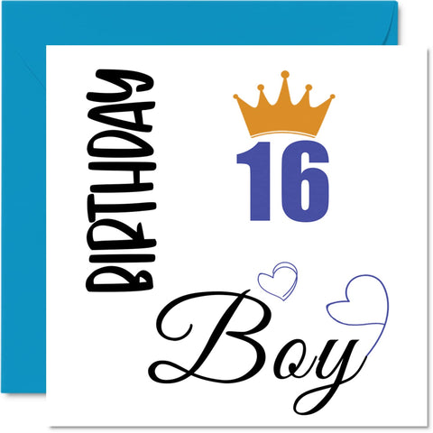 16th Birthday Card for Boys - Birthday Boy - Happy Birthday Cards for 16 Year Old Teenage Boy Son Brother Grandson Cousin Friend Nephew, 145mm x 145mm Sixteen Sixteenth Bday Greeting Cards Gift