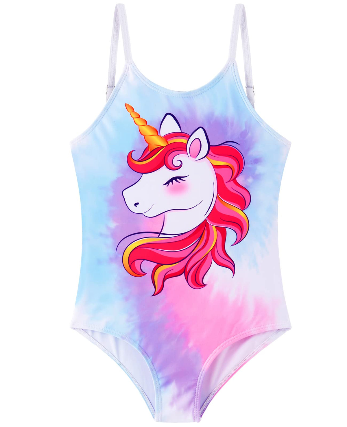 Unicorn Girls One Piece Bathing Suit Rainbow One-piece Swimwear for Kids Girls Quick Dry Toddler Swimsuit Adjustable Unicorn 1-Piece Swimsuit Rush Guard for Swimming Beach Pool Vacation
