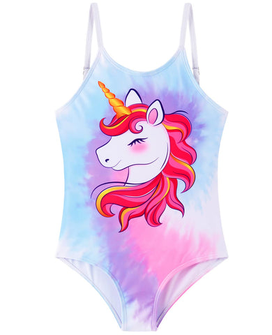 Unicorn Girls One Piece Bathing Suit Rainbow One-piece Swimwear for Kids Girls Quick Dry Toddler Swimsuit Adjustable Unicorn 1-Piece Swimsuit Rush Guard for Swimming Beach Pool Vacation