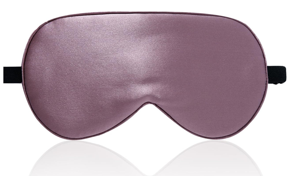 LaCourse 100% Natural Mulberry Silk Eye Mask for Sleeping with a Travel Pouch, Both Sides 19 Momme Organic Silk, Adjustable Silk Sleep Eye Mask for Women, Grey Purple