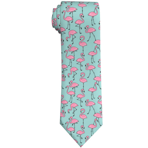 WILL BUDXEG Mens Novelty Necktie Ties Funny Neckties Fashion Neck Ties, Pink Blue Flamingo, One size