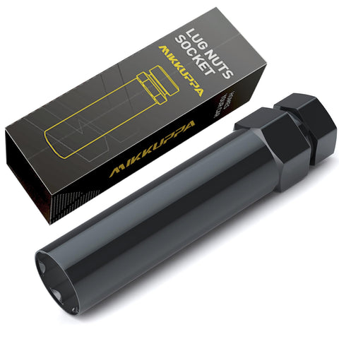 MIKKUPPA 6 Point Spline Lug Nuts Tuner Socket Key Tool - with 17mm Hex for 1/2-20 12x1.5 12x1.25 Black Lug Nut Socket