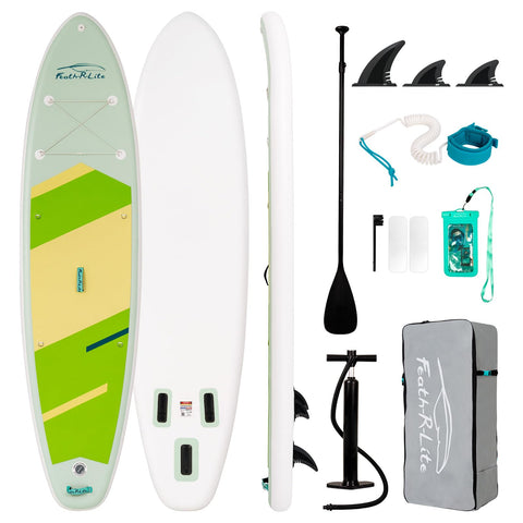 Funwater Stand Up Paddle Board Ultra Light Inflatable Paddle Board with Safety Lead, Hand Pumps, Aluminium Alloy Paddle, Backpack, Waterproof Phone Bag