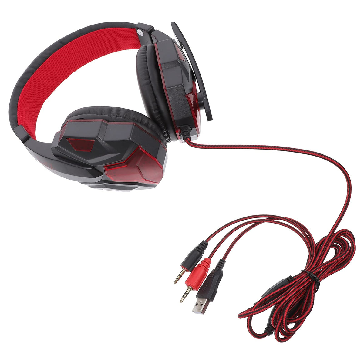 SOLUSTRE Luminous Gaming Headset Abs Earphone Red Ear Pads