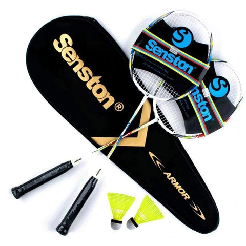 Senston 2 Pieces Carbon Alloy Badminton Set, lightweight 100% Graphite Shaft Badminton Racket, Various Sets Available, Including Premium Badminton Bag, 2 Badminton shuttlecock